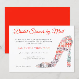 WordArt Stiletto Schoen Rood Vrijgezellenfeest per Kaart
