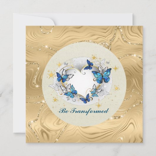 Worden getransformeerd Quote hart en blauwe vlinde Kaart (Voorkant)