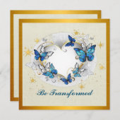 Worden getransformeerd Quote hart en blauwe vlinde Kaart (Voorkant / Achterkant)