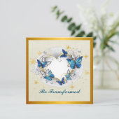 Worden getransformeerd Quote hart en blauwe vlinde Kaart (Staand voorkant)