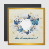 Worden getransformeerd Quote hart en blauwe vlinde Magnetische Uitnodiging (Voorkant / Achterkant)