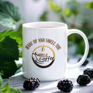 Worden wakker en ruik de koffie koffiemok