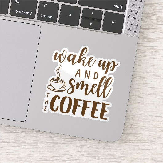 Worden wakker en ruik de koffie sticker (Detail)