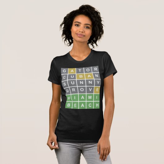 Wordle Puzzle "Miami Beach"-shirt T-shirt (Voorkant volledig)