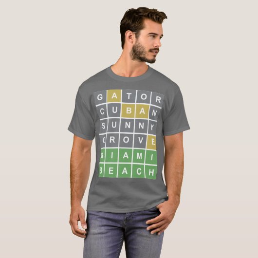 Wordle Puzzle "Miami Beach" T-Shirt (Voorkant volledig)