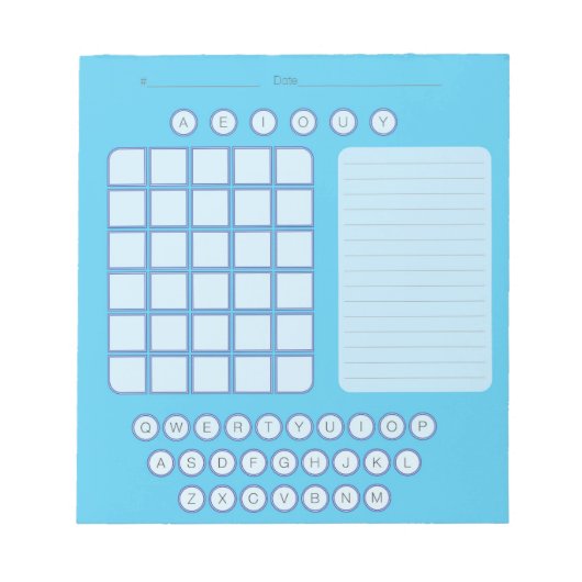 Wordle Scratch Pad Notitieblok - blauw (Voorkant)