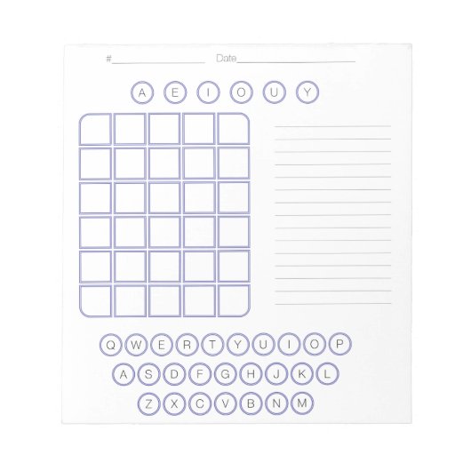 Wordle Scratch Pad Notitieblok - Wit (Voorkant)