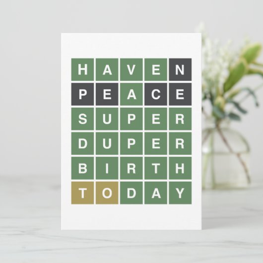 WORDLE verjaardag. Heb een super duper verjaardag. Feestdagenkaart (Staand voorkant)