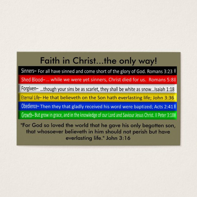 Wordless Boek Gospel Kaart (Voorkant)