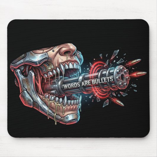 Words Are Bullets – Cyberpunk Free Speech Muismat (Voorkant)