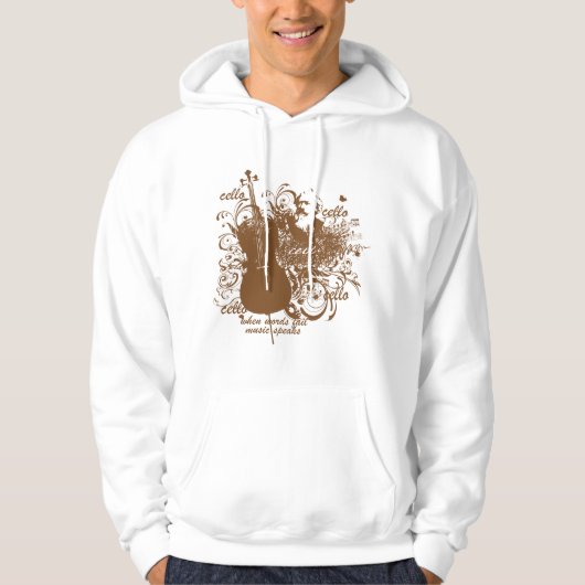 Words Fail Music Speaks Cello Musician Hoodie (Voorkant)