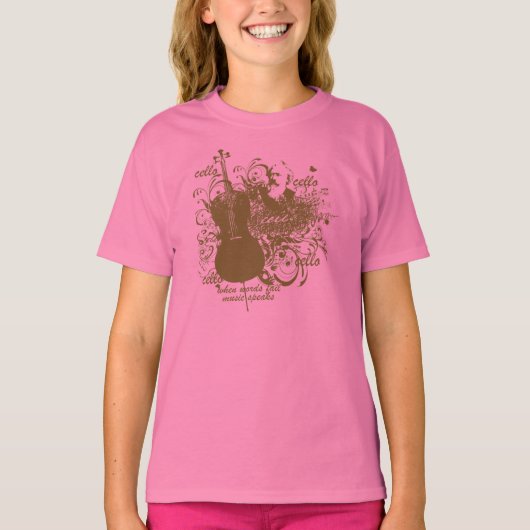 Words Fail Music Speaks Cello Musician T-shirt (Voorkant)