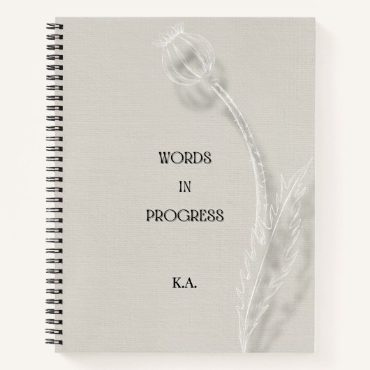 Words in Progress Minimalist Writing Notebook Notitieboek (Voorkant)