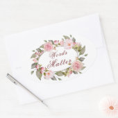 "Words Matter" Bloemen Lijst Ovale Sticker (Envelop)