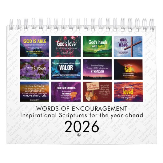 WORDS OF ENCOURAGEMENT Bible Verses Custom 2026 Kalender (Hoes)