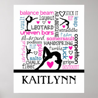 Words of Gymnastics Terminology w/ Monogram Poster