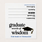 Words of Wisdom Advice Card For Graduation Visitekaartje (Buitenkant ongevouwen)