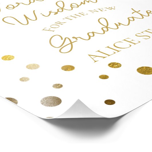 words of wisdom graduation party sign gold foto afdruk (Hoek)