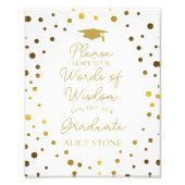 words of wisdom graduation party sign gold foto afdruk (Voorkant)