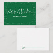 Words of Wisdom Green Math Graduation Advice Informatiekaartje (Voorkant / Achterkant)