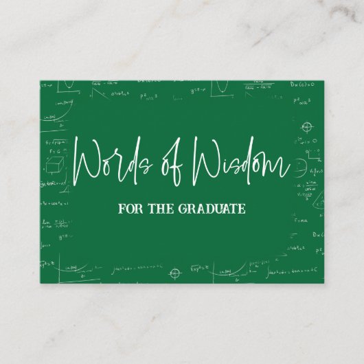 Words of Wisdom Green Math Graduation Advice Informatiekaartje (Voorkant)