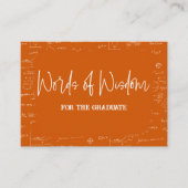 Words of Wisdom Orange Math Graduation Advice Informatiekaartje (Voorkant)
