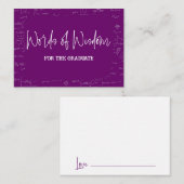Words of Wisdom Purple Math Graduation Advise Informatiekaartje (Voorkant / Achterkant)