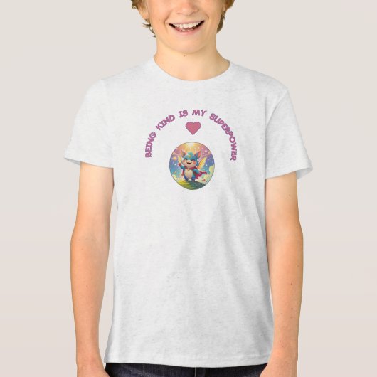 Words Saying “Being Kind is my Superpower” Tri-Blend Shirt (Voorkant)