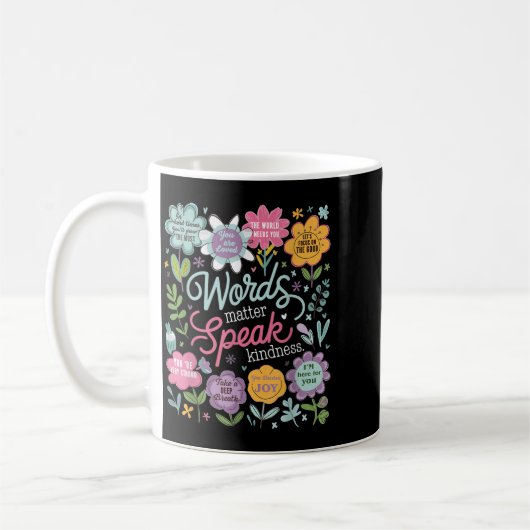 Words Speak Kindness Insrational Floral Sitive Koffiemok (Links)