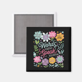 Words Speak Kindness Insrational Floral Sitive  Magneet (Voorkant / Achterkant)