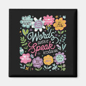 Words Speak Kindness Insrational Floral Sitive  Magneet (Voorkant)
