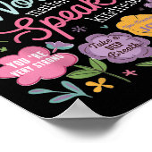 Words Speak Kindness Insrational Floral Sitive  Poster (Hoek)