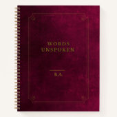 Words Unspoken Notebook – Maroon Gold Leather Look Notitieboek (Voorkant)