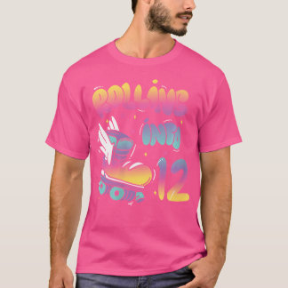 Wordt 12 Verjaardag met terugprint Roller Skating T-shirt