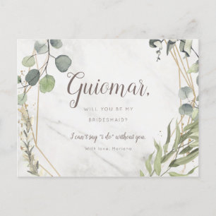 Wordt Bridesmaid-voorstel Multi Photo Eucalyptus Uitnodiging Briefkaart