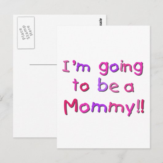Wordt een mama - Roze en Paarse Briefkaart (Voorkant / Achterkant)
