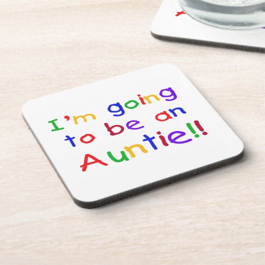 Wordt een tante Primary Colours Gifts Onderzetter (Linkerzijde)