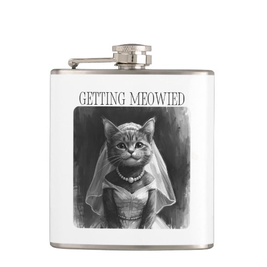 Wordt Ge-Miauwd – Grappig Bachelorette-ontwerp Heupfles (Voorkant)