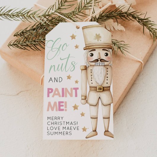 Wordt gek en schilder mij kerst kinderen notenkrak cadeaulabel