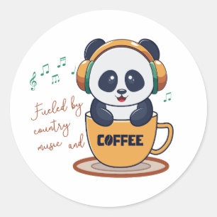 wordt gevoed door koffie en landmuziek ronde sticker