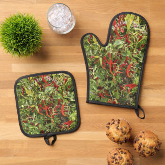 Wordt het heet ovenwant & pannenlap set