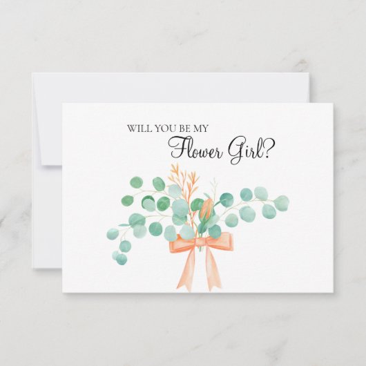 Wordt je mijn Bloemenmeisje Eucalyptus Green Peach (Voorkant)