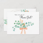 Wordt je mijn Bloemenmeisje Eucalyptus Green Peach (Voorkant / Achterkant)