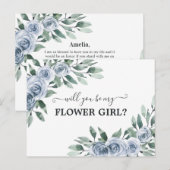 Wordt je mijn Bloemenmeisje Stusty Blue Roos Flora Briefkaart (Voorkant / Achterkant)