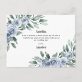 Wordt je mijn Bloemenmeisje Stusty Blue Roos Flora Briefkaart (Achterkant)