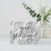 Wordt je mijn bruidsmeisje kreupelpapier? uitnodiging briefkaart (Staand voorkant)