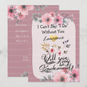 Wordt je mijn bruidsmeisje Waterverf Floral script Kaart (Voorkant / Achterkant)