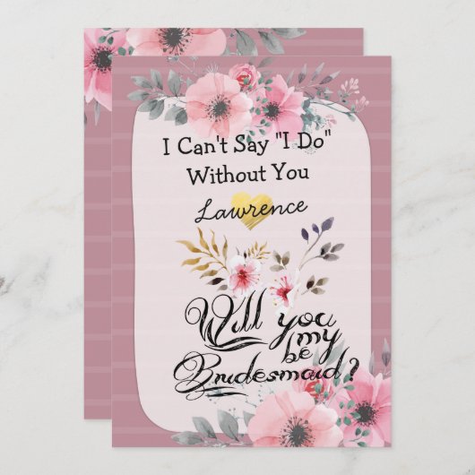 Wordt je mijn bruidsmeisje Waterverf Floral script Kaart (Voorkant / Achterkant)