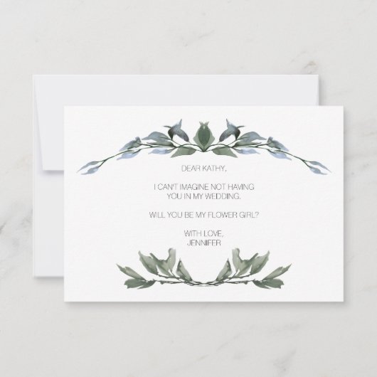 Wordt jij mijn Bloemenmeisje Sage Silver Green? (Achterkant)