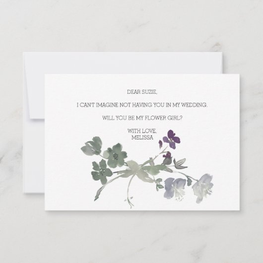 Wordt jij mijn Bloemenmeisje Waterverf Lavender? (Achterkant)